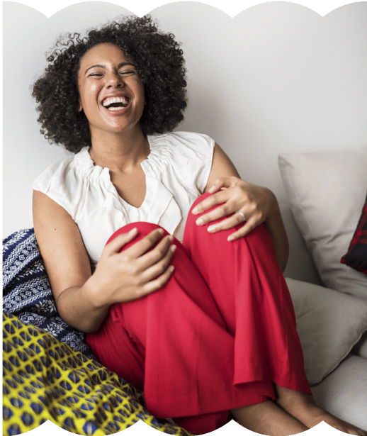 Woman-in-colourful-clothing-laughing